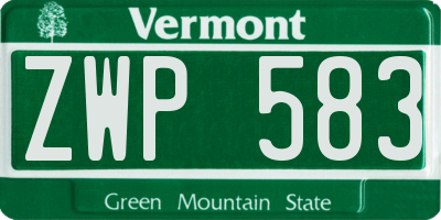 VT license plate ZWP583