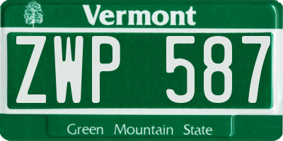 VT license plate ZWP587
