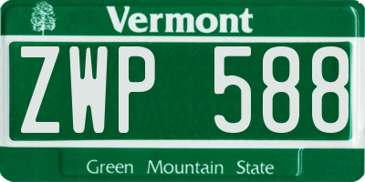 VT license plate ZWP588