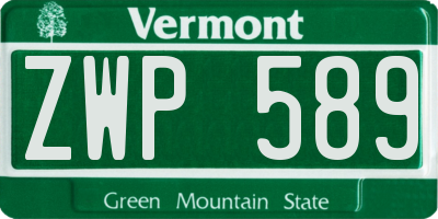 VT license plate ZWP589