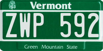 VT license plate ZWP592