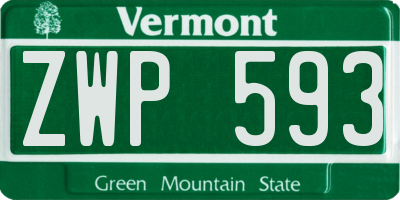 VT license plate ZWP593
