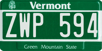 VT license plate ZWP594