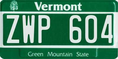 VT license plate ZWP604