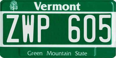 VT license plate ZWP605