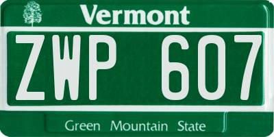 VT license plate ZWP607
