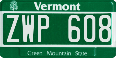 VT license plate ZWP608