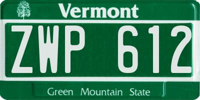 VT license plate ZWP612