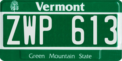 VT license plate ZWP613