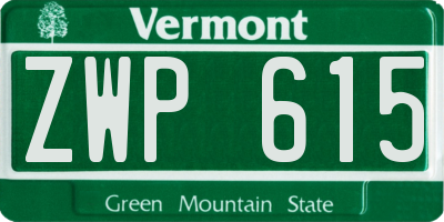 VT license plate ZWP615