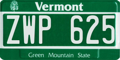 VT license plate ZWP625