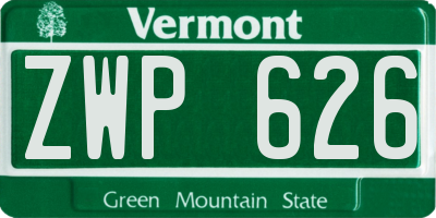 VT license plate ZWP626
