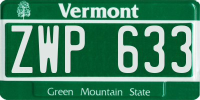 VT license plate ZWP633