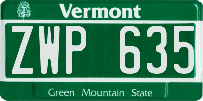 VT license plate ZWP635