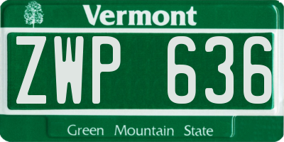VT license plate ZWP636
