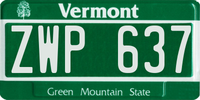 VT license plate ZWP637