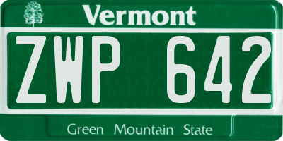 VT license plate ZWP642