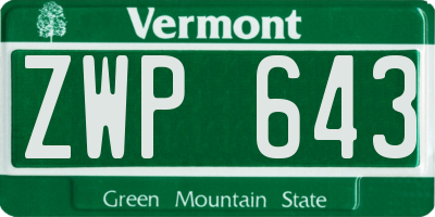 VT license plate ZWP643