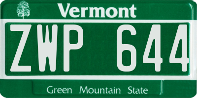 VT license plate ZWP644