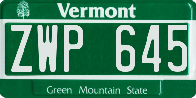 VT license plate ZWP645