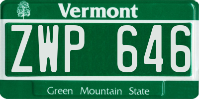VT license plate ZWP646