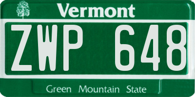 VT license plate ZWP648