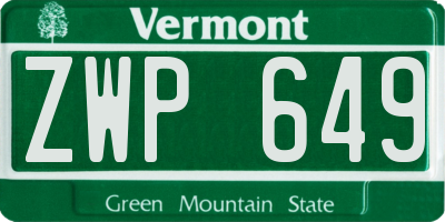 VT license plate ZWP649