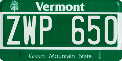 VT license plate ZWP650