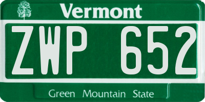 VT license plate ZWP652