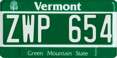 VT license plate ZWP654
