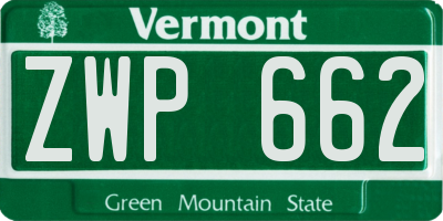 VT license plate ZWP662