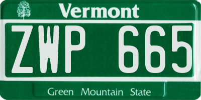 VT license plate ZWP665