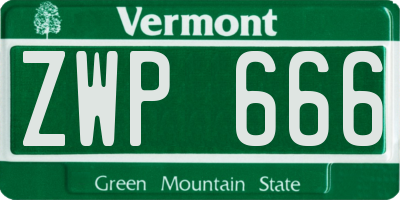 VT license plate ZWP666