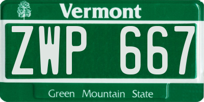 VT license plate ZWP667