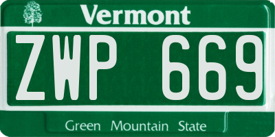 VT license plate ZWP669