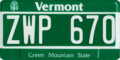 VT license plate ZWP670