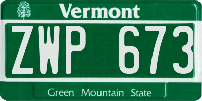 VT license plate ZWP673