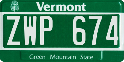 VT license plate ZWP674
