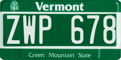 VT license plate ZWP678