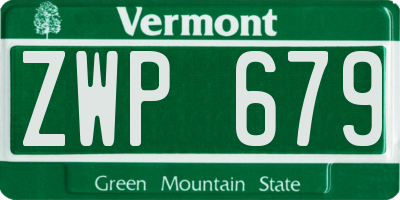 VT license plate ZWP679