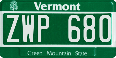VT license plate ZWP680