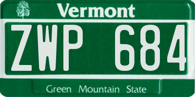 VT license plate ZWP684