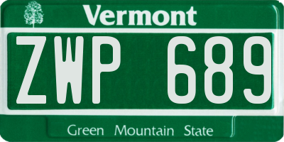 VT license plate ZWP689
