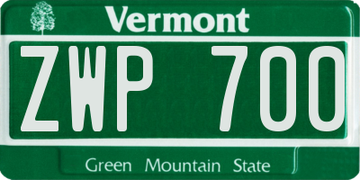 VT license plate ZWP700