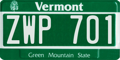 VT license plate ZWP701