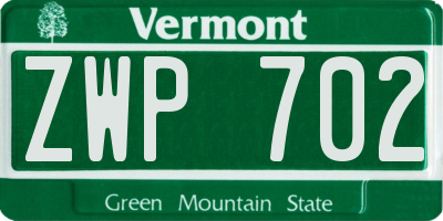 VT license plate ZWP702