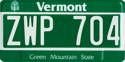 VT license plate ZWP704