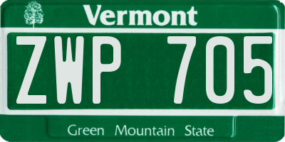 VT license plate ZWP705