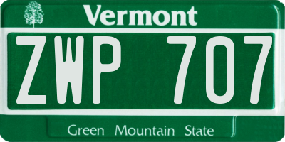 VT license plate ZWP707