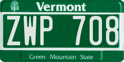 VT license plate ZWP708